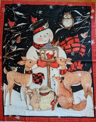 Panel - Snowman With Deer
